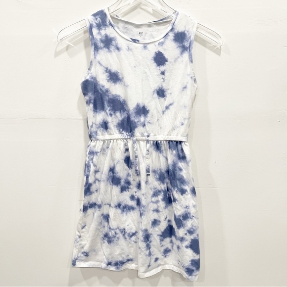 Gap Kids Tie Dye Sleeveless Dress Drawstring Waist Size XL Blue White - Picture 1 of 9